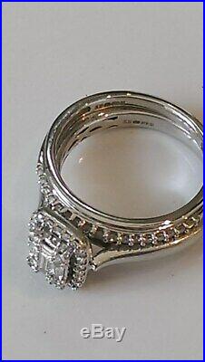 H Samuel 9ct White Gold 0.33 Carat Diamond Ring Perfect Fit Bridal Set K 4.2g