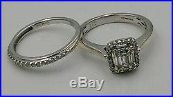 H Samuel 9ct White Gold 0.33 Carat Diamond Ring Perfect Fit Bridal Set K 4.2g