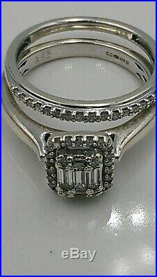 H Samuel 9ct White Gold 0.33 Carat Diamond Ring Perfect Fit Bridal Set K 4.2g