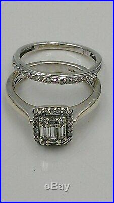 H Samuel 9ct White Gold 0.33 Carat Diamond Ring Perfect Fit Bridal Set K 4.2g