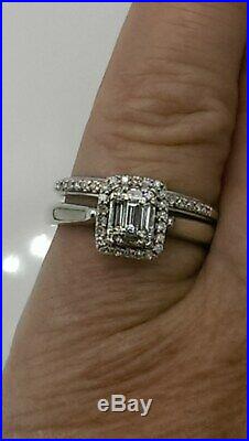 H Samuel 9ct White Gold 0.33 Carat Diamond Ring Perfect Fit Bridal Set K 4.2g