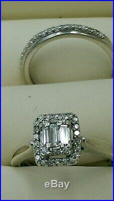 H Samuel 9ct White Gold 0.33 Carat Diamond Ring Perfect Fit Bridal Set K 4.2g