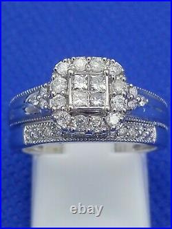 H Samuel 9ct White Gold 0.5 Ct Diamond Ring Perfect Fit Bridal Set Sz M. 5 4.8g