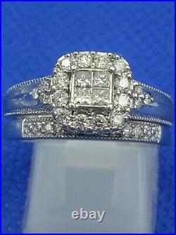 H Samuel 9ct White Gold 0.5 Ct Diamond Ring Perfect Fit Bridal Set Sz M. 5 4.8g