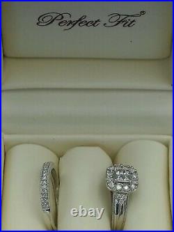 H Samuel 9ct White Gold 0.5 Ct Diamond Ring Perfect Fit Bridal Set Sz M. 5 4.8g