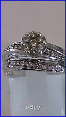 H Samuel 9ct White Gold 0.50 Carat Diamond Ring Perfect Fit Bridal Set K-L 5.9g