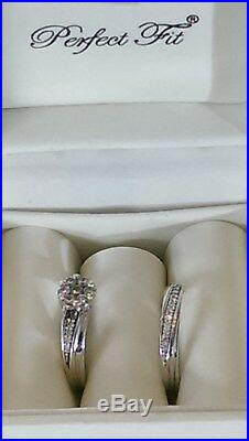 H Samuel 9ct White Gold 0.50 Carat Diamond Ring Perfect Fit Bridal Set K-L 5.9g