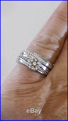 H Samuel 9ct White Gold 0.50 Carat Diamond Ring Perfect Fit Bridal Set K-L 5.9g