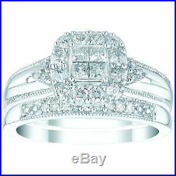 H Samuel 9ct White Gold 0.50 Carat Diamond Ring Perfect Fit Bridal Set M 4.5g