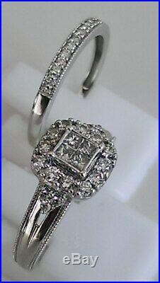 H Samuel 9ct White Gold 0.50 Carat Diamond Ring Perfect Fit Bridal Set M 4.5g