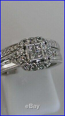 H Samuel 9ct White Gold 0.50 Carat Diamond Ring Perfect Fit Bridal Set M 4.5g