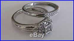 H Samuel 9ct White Gold 0.50 Carat Diamond Ring Perfect Fit Bridal Set M 4.5g