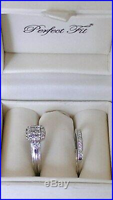 H Samuel 9ct White Gold 0.50 Carat Diamond Ring Perfect Fit Bridal Set M 4.5g