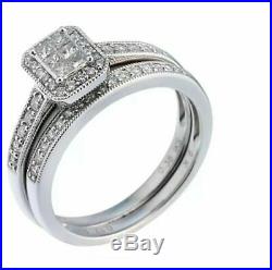 H Samuel 9ct White Gold 0.50 Carat Diamond Ring Perfect Fit Bridal Set O 5.1g