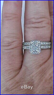 H Samuel 9ct White Gold 0.50 Carat Diamond Ring Perfect Fit Bridal Set O 5.1g