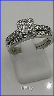 H Samuel 9ct White Gold 0.50 Carat Diamond Ring Perfect Fit Bridal Set O 5.1g