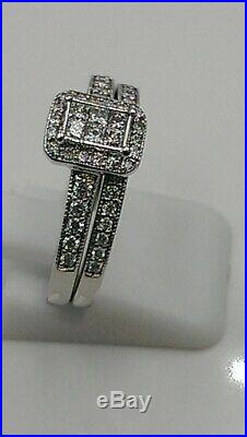 H Samuel 9ct White Gold 0.50 Carat Diamond Ring Perfect Fit Bridal Set O 5.1g
