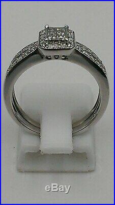 H Samuel 9ct White Gold 0.50 Carat Diamond Ring Perfect Fit Bridal Set O 5.1g