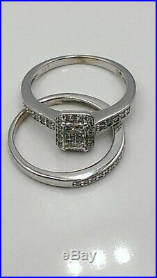 H Samuel 9ct White Gold 0.50 Carat Diamond Ring Perfect Fit Bridal Set O 5.1g