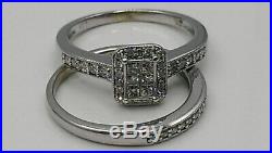 H Samuel 9ct White Gold 0.50 Carat Diamond Ring Perfect Fit Bridal Set O 5.1g