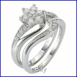 H Samuel 9ct White Gold 0.50 Carat Diamond Ring Perfect Fit Bridal Set P 5.5g