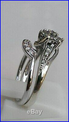H Samuel 9ct White Gold 0.50 Carat Diamond Ring Perfect Fit Bridal Set P 5.5g