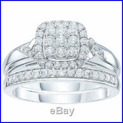 H Samuel 9ct White Gold 0.50 Ct Diamond Ring Perfect Fit Bridal Set Size L 4.5g