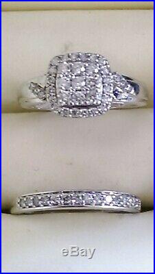 H Samuel 9ct White Gold 0.50 Ct Diamond Ring Perfect Fit Bridal Set Size L 4.5g