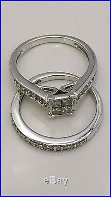 H Samuel 9ct White Gold 0.50 Ct Diamond Ring Perfect Fit Bridal Set Sz L 4.2g