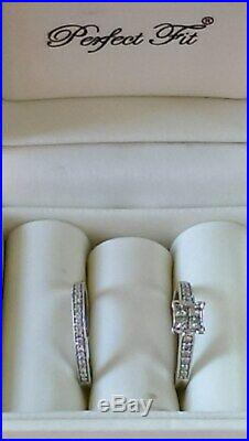 H Samuel 9ct White Gold 0.50 Ct Diamond Ring Perfect Fit Bridal Set Sz L 4.2g