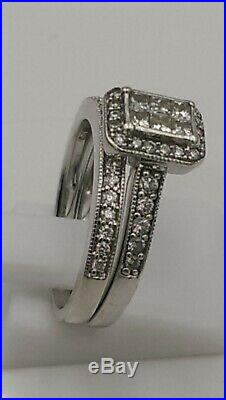 H Samuel 9ct White Gold 0.50 Ct Diamond Ring Perfect Fit Bridal Set Sz M 5.0g
