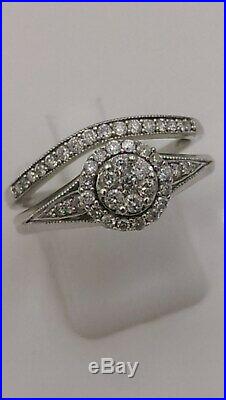 H Samuel 9ct White Gold 0.50 Ct Diamond Ring Perfect Fit Bridal Set Sz R. 5 4.7g