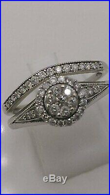 H Samuel 9ct White Gold 0.50 Ct Diamond Ring Perfect Fit Bridal Set Sz R. 5 4.7g