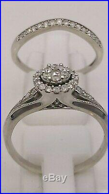 H Samuel 9ct White Gold 0.50 Ct Diamond Ring Perfect Fit Bridal Set Sz R. 5 4.7g