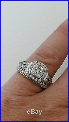 H Samuel 9ct White Gold 0.66 Ct Diamond Ring Perfect Fit Bridal Set M. 5.5g