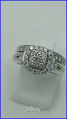 H Samuel 9ct White Gold 0.66 Ct Diamond Ring Perfect Fit Bridal Set Sz I 5.1g