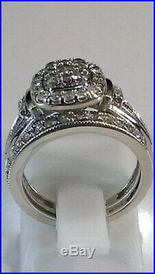 H Samuel 9ct White Gold 0.66 Ct Diamond Ring Perfect Fit Bridal Set Sz I 5.1g