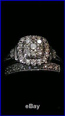 H Samuel 9ct White Gold 0.66 Ct Diamond Ring Perfect Fit Bridal Set Sz I 5.1g