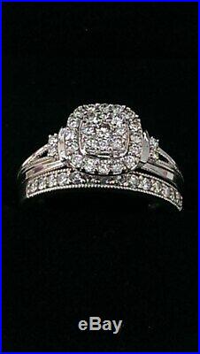 H Samuel 9ct White Gold 0.66 Ct Diamond Ring Perfect Fit Bridal Set Sz J. 5.4g