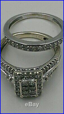 H Samuel 9ct White Gold 0.66 Ct Diamond Ring Perfect Fit Bridal Set Sz K 4.6g