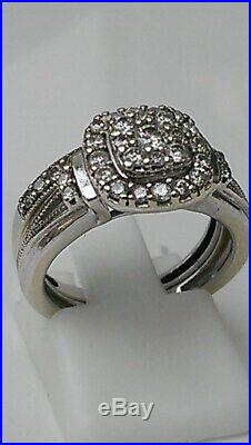 H Samuel 9ct White Gold 0.66 Ct Diamond Ring Perfect Fit Bridal Set Sz K. 5 5.6g