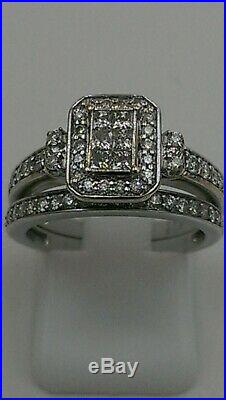 H Samuel 9ct White Gold 0.66 Ct Diamond Ring Perfect Fit Bridal Set Sz M 4.8g