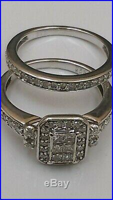 H Samuel 9ct White Gold 0.66 Ct Diamond Ring Perfect Fit Bridal Set Sz M 4.8g