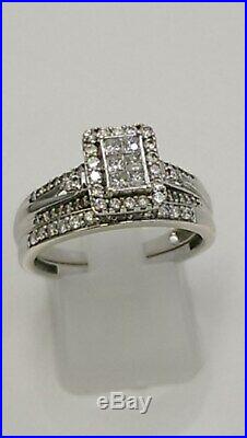 H Samuel 9ct White Gold 0.66 Ct Diamond Ring Perfect Fit Bridal Set Sz R 5.0g