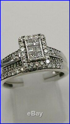 H Samuel 9ct White Gold 0.66 Ct Diamond Ring Perfect Fit Bridal Set Sz R 5.0g