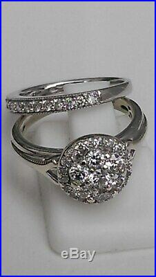 H Samuel 9ct White Gold 0.75 Carat Diamond Ring Perfect Fit Bridal Set Size I