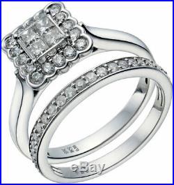 H Samuel 9ct White Gold 0.75 Carat Diamond Ring Perfect Fit Bridal Set Sz Q 5g