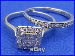 H Samuel 9ct White Gold 0.75 Carat Diamond Ring Perfect Fit Bridal Set Sz Q 5g