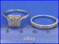 H Samuel 9ct White Gold 0.75 Carat Diamond Ring Perfect Fit Bridal Set Sz Q 5g