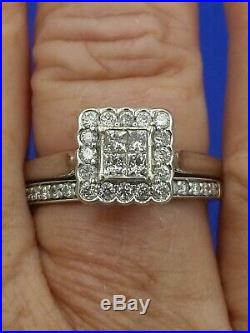 H Samuel 9ct White Gold 0.75 Carat Diamond Ring Perfect Fit Bridal Set Sz Q 5g